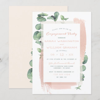 Niedlich Pink Aquarelle Brush Floral Engagement Pa Einladung
