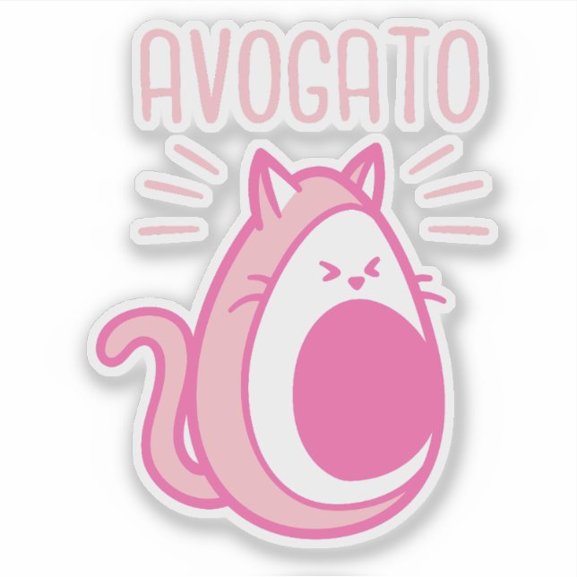 Niedlich Pink Avocado Cat Aufkleber (Vorderseite)