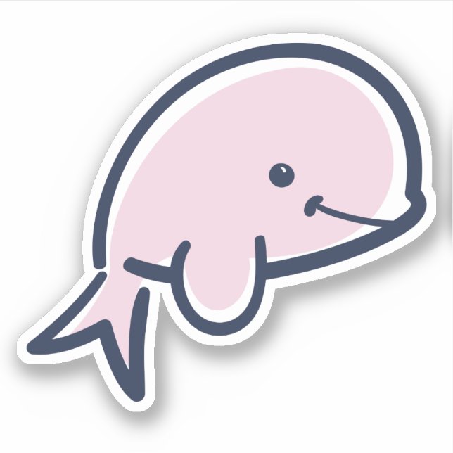 Niedlich Pink Baby Beluga Whale Cartoon Scrapbook Aufkleber (Vorderseite)