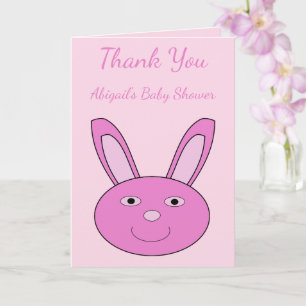 Niedlich Pink Baby Bunny Face Spring Baby Dusche Karte