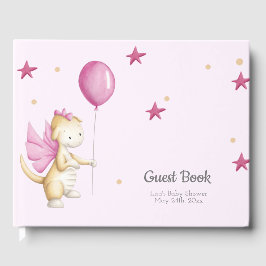 Niedlich Pink Baby Dragon Girl Babydusche Gästebuch