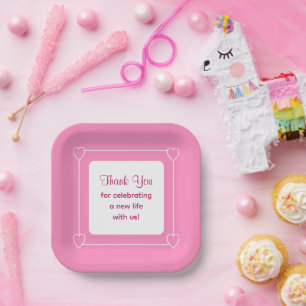 Niedlich Pink Baby Dusche Vielen Dank für Ihre Fei Pappteller