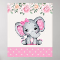 Niedlich-Pink-Baby-Elefant und Rose-Grenze