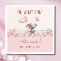 Niedlich Pink Baby Elephant 1. Geburtstag Party