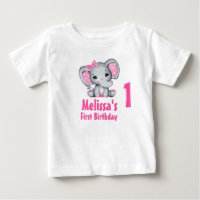 Niedlich Pink Baby Elephant Erster Geburtstag