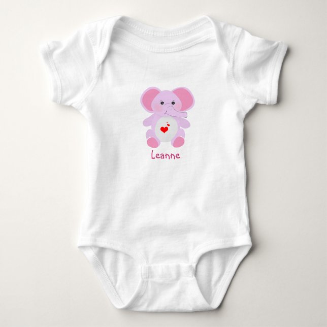 niedlich Pink baby Elephant Girl baby Dusche Baby Strampler (Vorderseite)