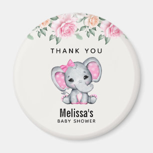Niedlich Pink Baby Elephant und Rose Border Vielen Magnet