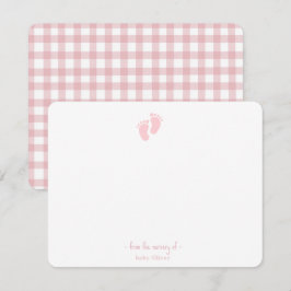 Niedlich Pink Baby Fußabdruck Mädchen Kinderzimmer Dankeskarte