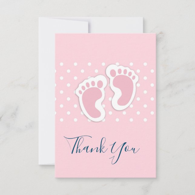 Niedlich Pink baby Girl Footprints - Danke (Vorderseite)