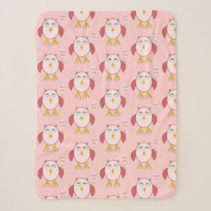 Niedlich Pink Baby Girl Owl Custom Sherpa Sherpadecke