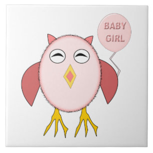 Niedlich Pink Baby Girl Owl Tile Fliese