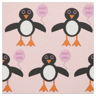 Niedlich Pink Baby Girl Penguin Gemustertes Gewebe Stoff