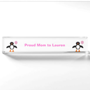 Niedlich Pink Baby Girl Pinguin Custom Desk Nampla Namensplakette