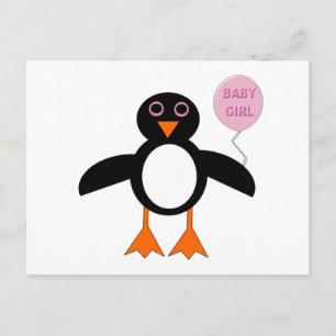 Niedlich Pink Baby Girl Pinguin Postcard Postkarte