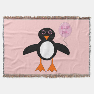 Niedlich Pink Baby Girl Pinguin Throw Blanket Decke