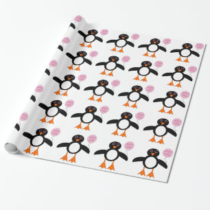Niedlich Pink Baby Girl Pinguin Wrapping Paper Geschenkpapier