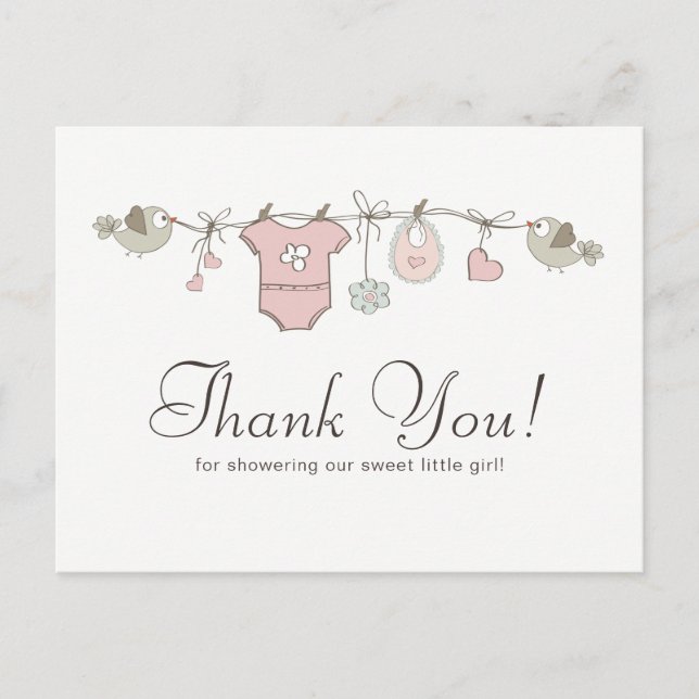 Niedlich-Pink-Baby-Kleidung | Babydusche Vielen Da Postkarte (Vorderseite)