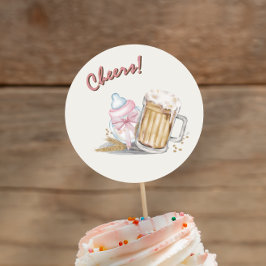 Niedlich Pink Baby Milch Flasche Bier Windeln Part Runder Aufkleber