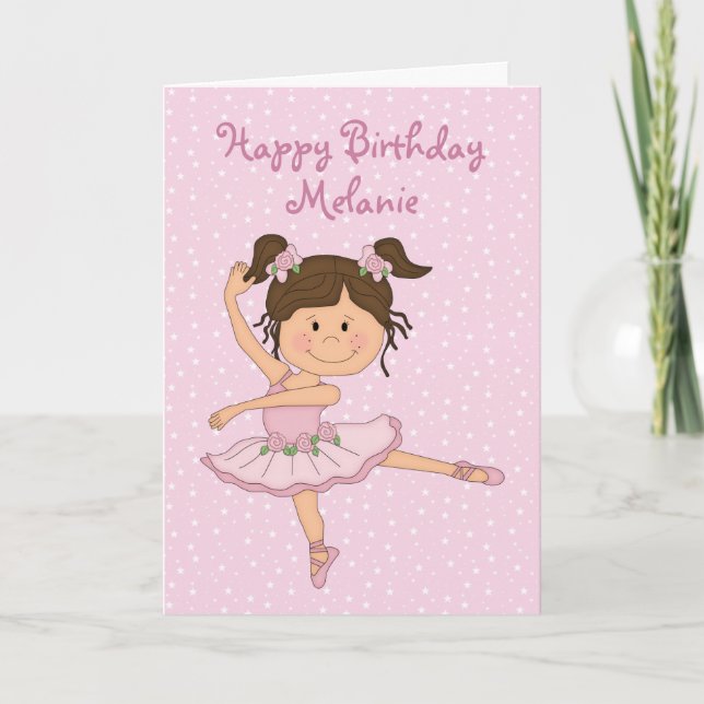 Niedlich Pink Ballerina 1 Geburtstagskarte Karte (Vorderseite)