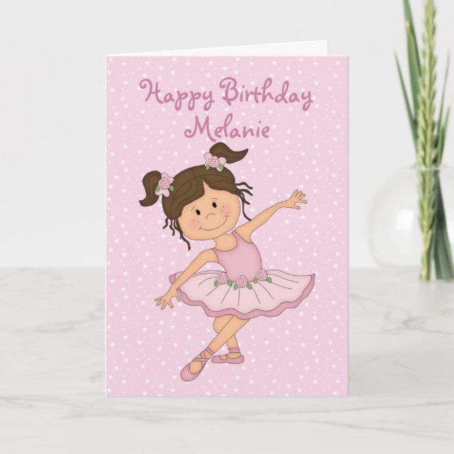 Niedlich Pink Ballerina 2 Geburtstag Karte (Vorderseite)
