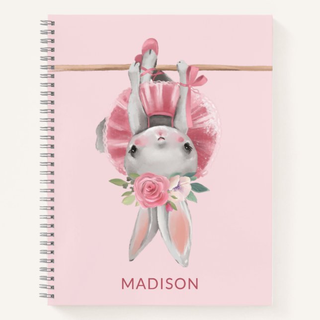 Niedlich Pink Ballerina Ballet Personalisiert Notizbuch (Vorderseite)