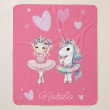 Niedlich Pink Ballerina Unicorn Sherpa Blanket