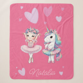 Niedlich Pink Ballerina Unicorn Sherpa Blanket Sherpadecke