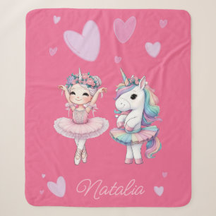 Niedlich Pink Ballerina Unicorn Sherpa Blanket Sherpadecke
