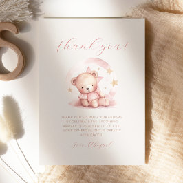 Niedlich Pink Bear Girl Babydusche Danke Karte