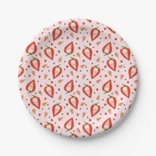 Niedlich Pink Berry Sweet Strawberry Muster Geburt Pappteller