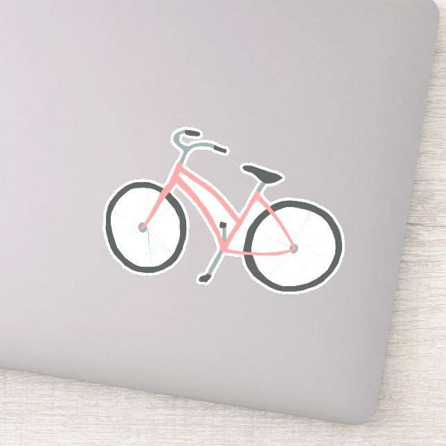 Niedlich Pink Bicycle Dutch Bike Zeichnend Kunst Aufkleber (Detail)