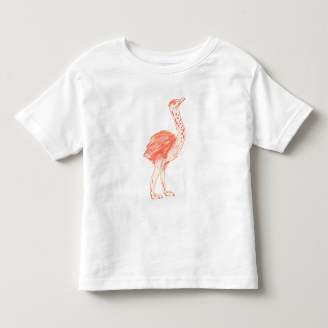 Niedlich Pink Bird Artistic Baby Ostrich Kleinkind T-shirt (Vorderseite)