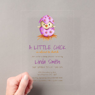 Niedlich Pink Bird Girl Baby Dusche Acryleinladungen