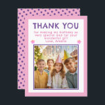Niedlich Pink Birthday Foto Dankeskarte<br><div class="desc">Niedliches Rosa Geburtstagsgeschenk Foto Dankeschön Karte. Ein niedliche Geburtstag danke Ihnen Karte für Ihre Freunde und Familie. Laden Sie Ihr Foto hoch und personalisieren Sie die Karte mit Ihrem Namen und Text. Großartig wie danke Karte für Mädchen.</div>