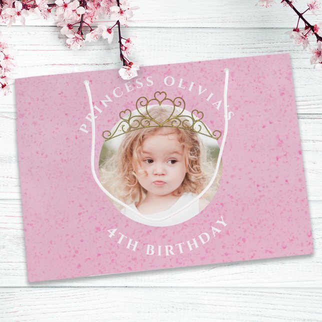 Niedlich Pink Birthday Girl Princess Tiara Simple Große Geschenktüte (Von Creator hochgeladen)