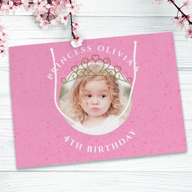 Niedlich Pink Birthday Girl Princess Tiara Simple Große Geschenktüte (Von Creator hochgeladen)