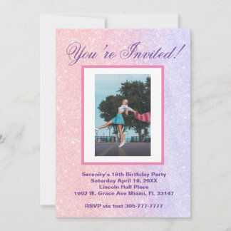 Niedlich Pink Birthday Party Glitzer Einladung