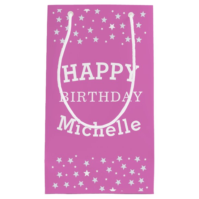 Niedlich Pink Birthday Star Pattern Girly Kleine Geschenktüte (Vorderseite)