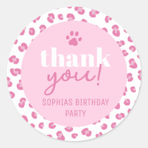Niedlich Pink Birthday Vielen Dank Runder Aufkleber