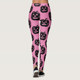 Niedlich Pink Black Kürbislaterne Halloween Costum Leggings
