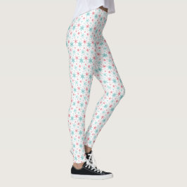 Niedlich Pink Blauer Schneeflocken Weihnachten Wei Leggings