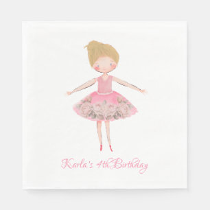 Niedlich Pink Blonde Ballerina Dancer Serviette