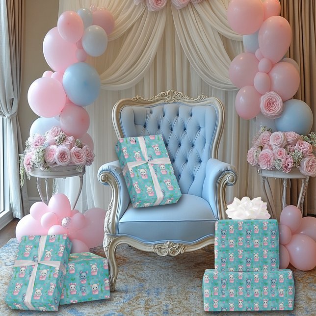 Niedlich Pink Blue Baby Kitts Geschenkpapier (Von Creator hochgeladen)