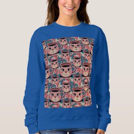Niedlich Pink Blue Bär Tasse Sweatshirt