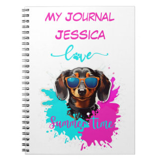 Niedlich Pink Blue Dackel Dog Notizblock