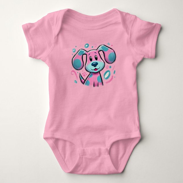 Niedlich Pink Blue Dose Baby Bodysuit Strampler (Vorderseite)