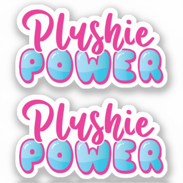 Niedlich Pink Blue Empowerment Plushie Power Aufkleber (Vorderseite)