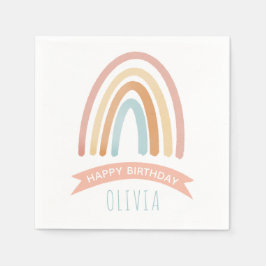 Niedlich Pink Boho Rainbow Girls Geburtstag Serviette