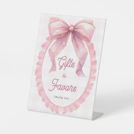 Niedlich Pink Bow Coquette 1. Geburtstag Sockelschild