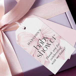 Niedlich Pink Bow Girl Baby Dusche Gefallen Geschenkanhänger